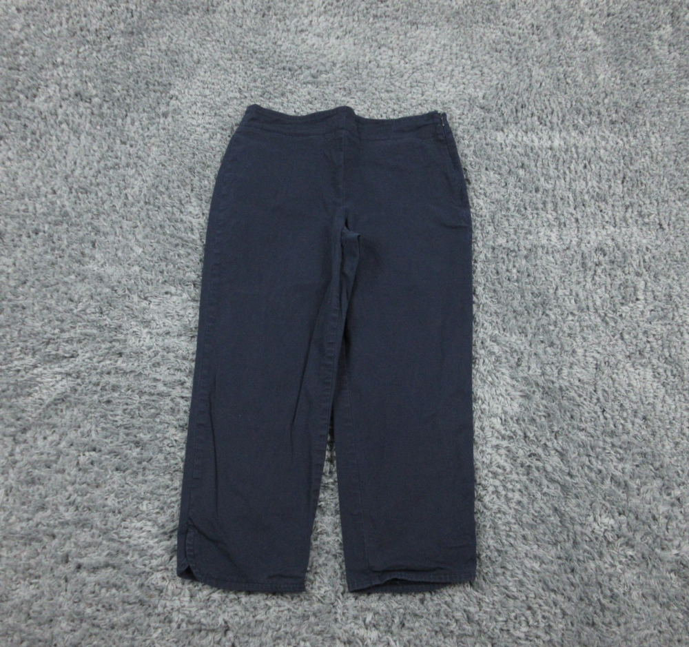 Talbots Pants Womens 6 Navy Blue Heritage Side Zip Stretch Trousers 28x21.5*